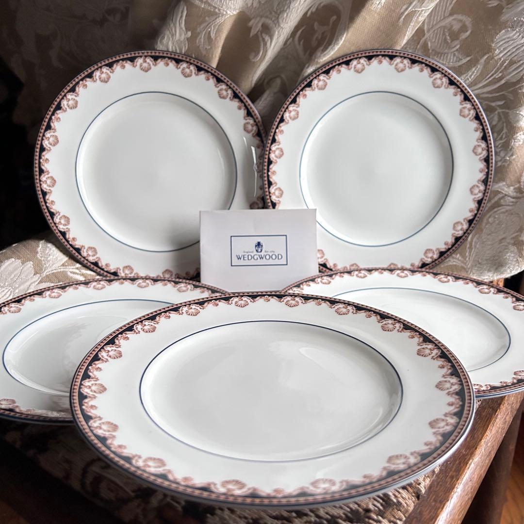 英国製 黒壺 【MEDICI】デザートプレート 5枚 ケーキプレート 20cm Antico flower プレート お皿 皿 食器 中皿 取り