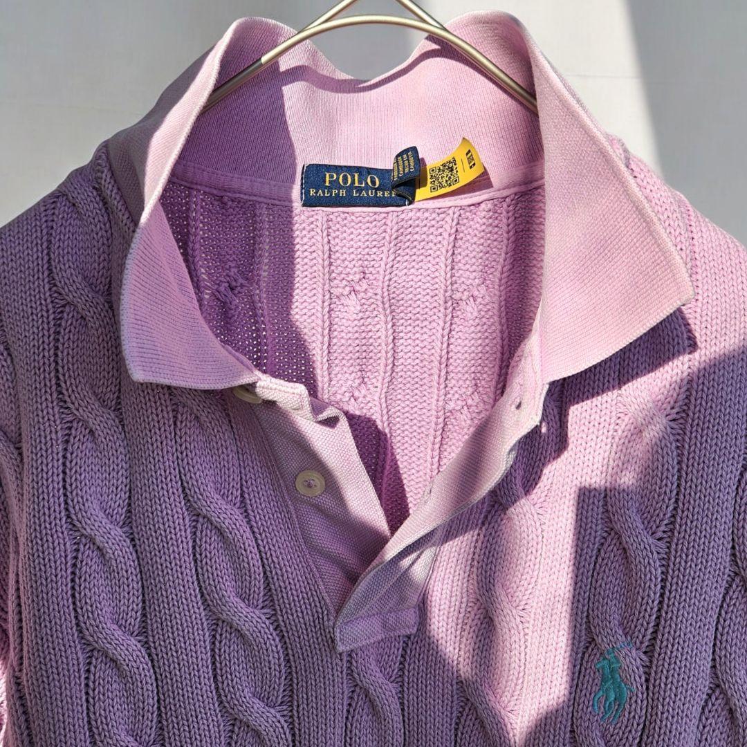 めぇめぇ様☆ポロラルフローレン ケーブル編み ポロシャツ ピンク