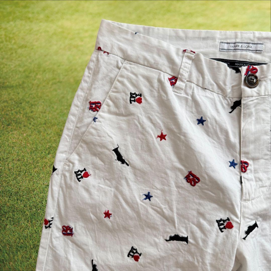 マークアンドロナ パンツ 総柄 L〜XL相当 白 ホワイト近年モデル