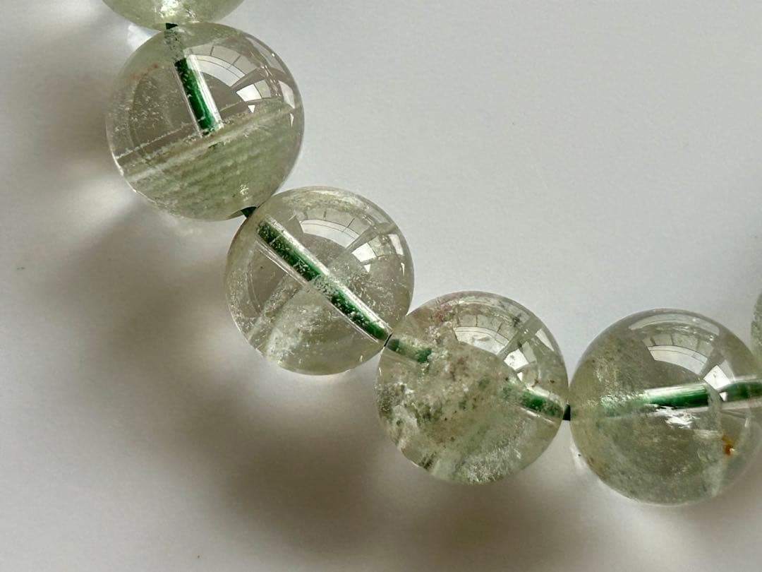極上✨高透明度 グリーンファントムクォーツ ブレスレット 大玉12