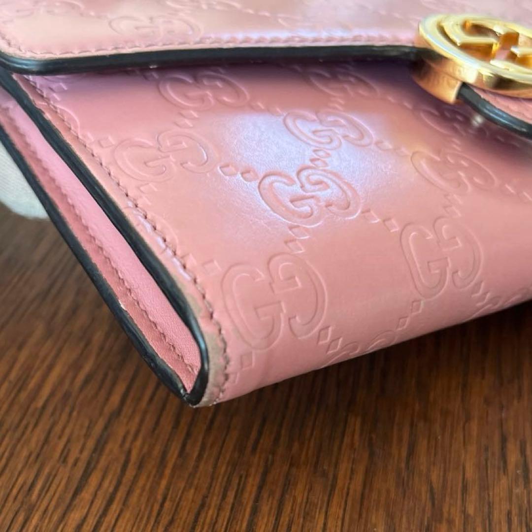 GUCCI 長財布 インターロッキング GGライン ピンク レディース - メルカリ