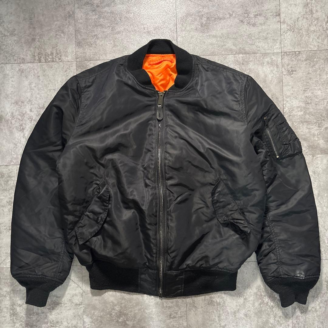 alpha ma-1 flight jacket Black×orange 黒 Alpha Industries MA-1 Flight Jacket in Black | Dave's New York