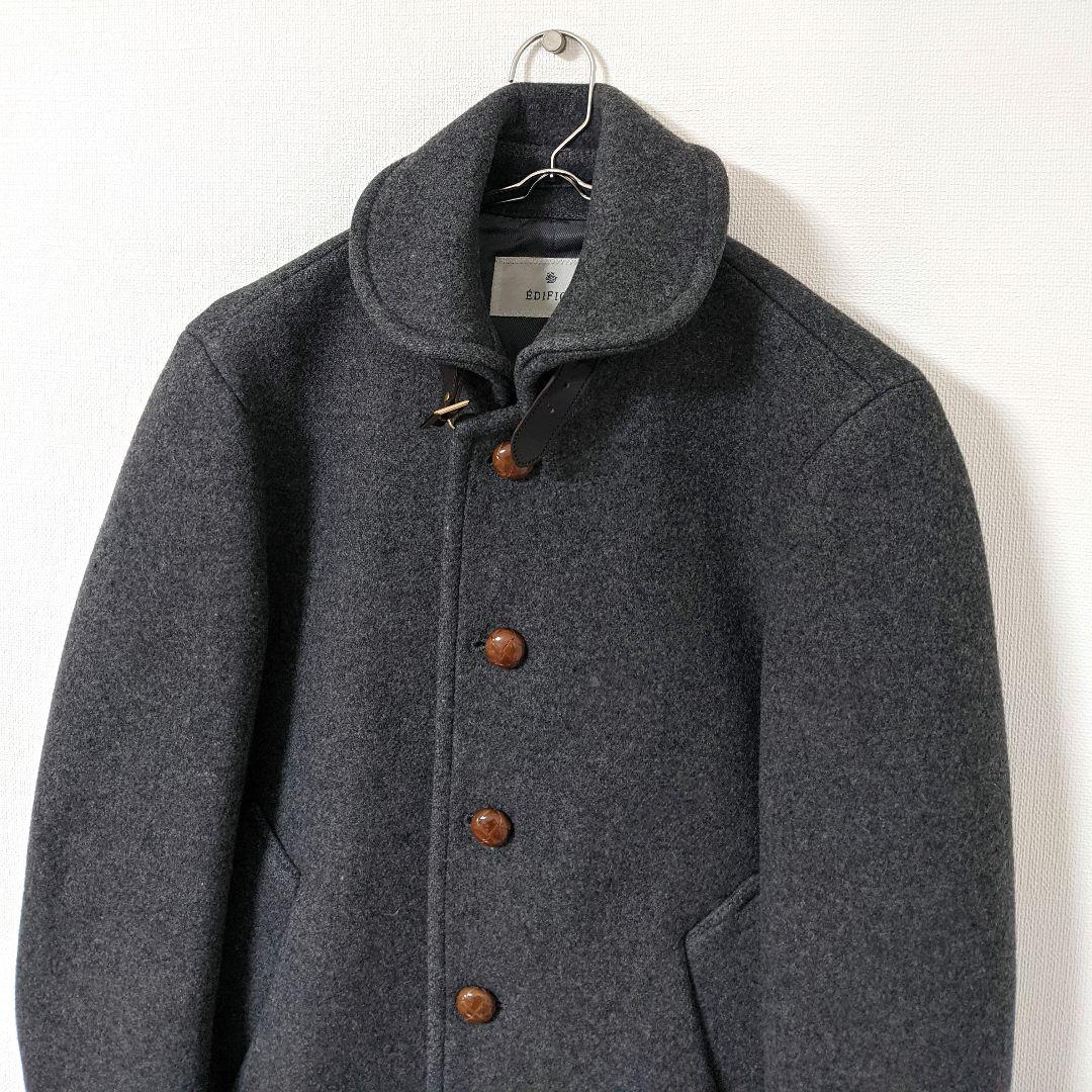 エディフィス メルトンショールカラーコート ウール くるみボタン