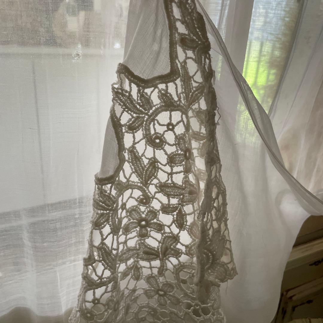 フランスアンティーク 手刺繍 レースカーテン