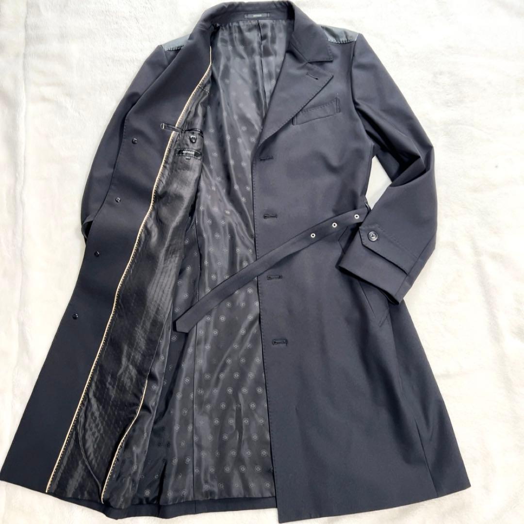 極美品 アルチザン 最高峰 チェスターコート ベルト付き 総裏地 黒