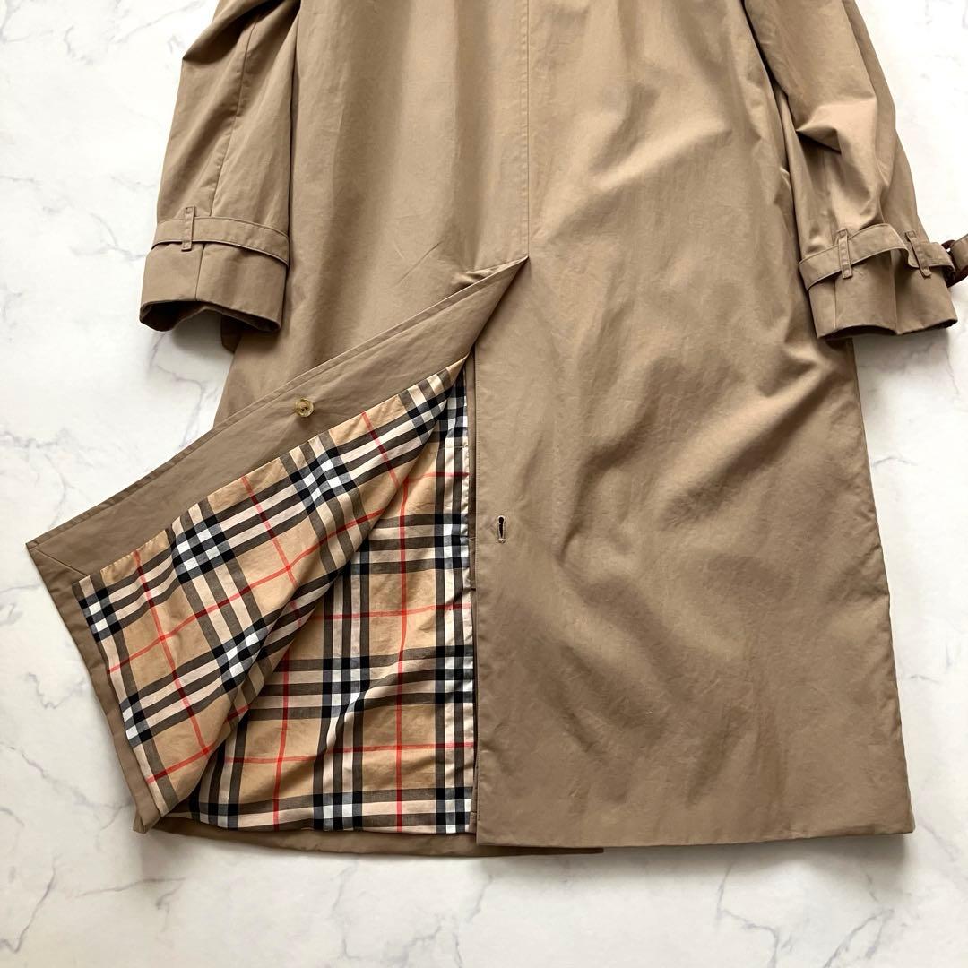 バーバリー ステンカラーコート ベージュ ノバチェック ロング丈 L