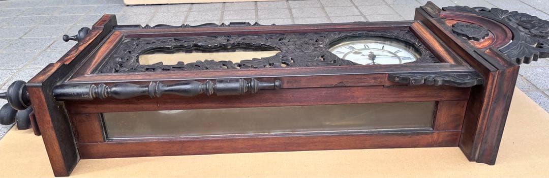 ユンハンス 黒柿総体彫 柱時計 古時計 振り子時計 アンティーク時計