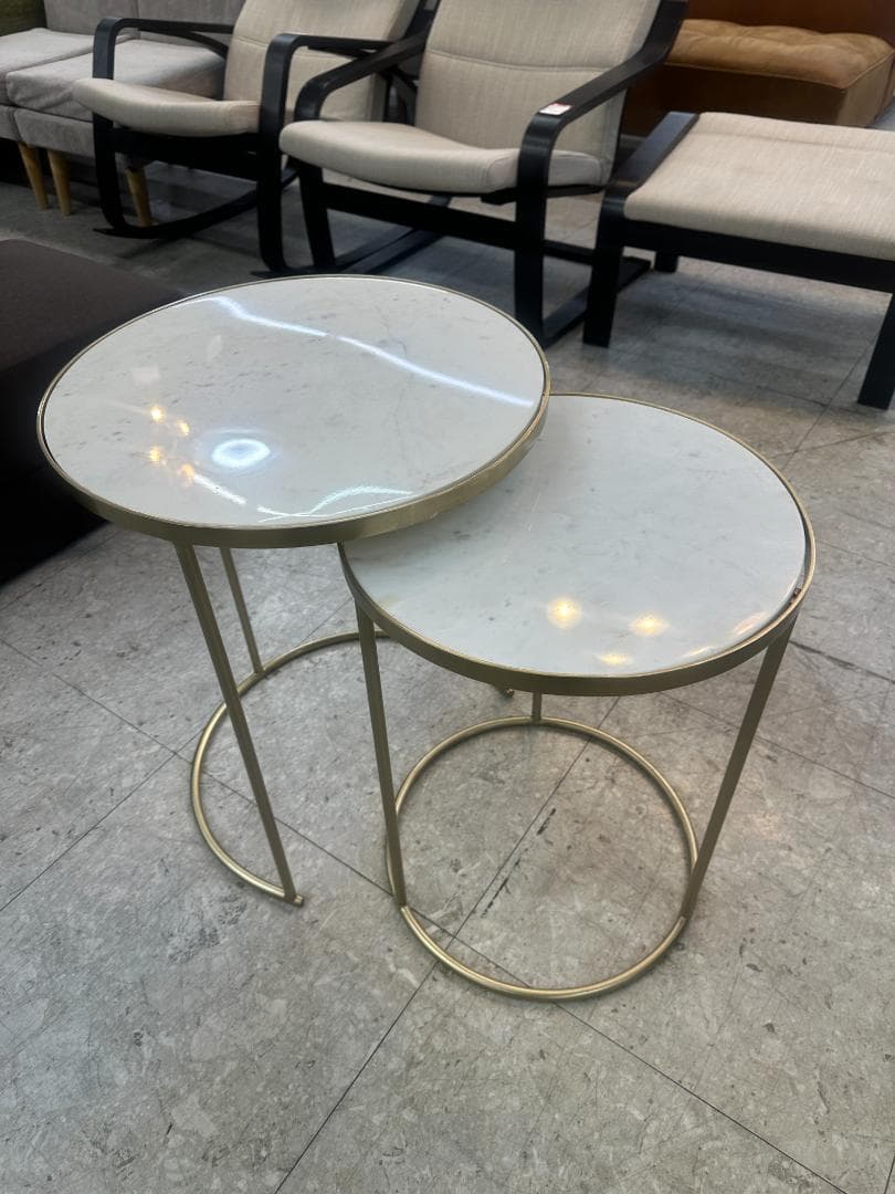 ZARA HOME ネストテーブル 大理石 ゴールド - メルカリ