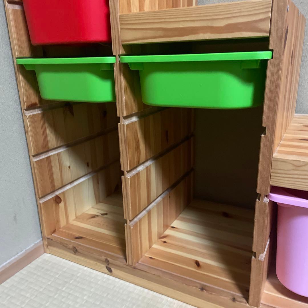 送料込】IKEA イケア おもちゃ収納棚トロファスト 木製階段 収納ケース