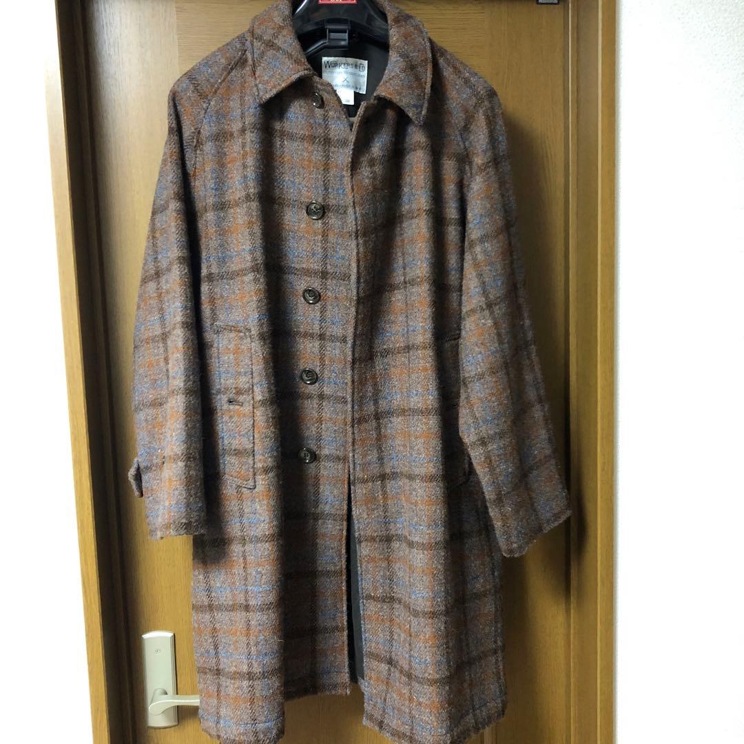 極美品 WORKERS バルカラーコート Harris tweed BROWN
