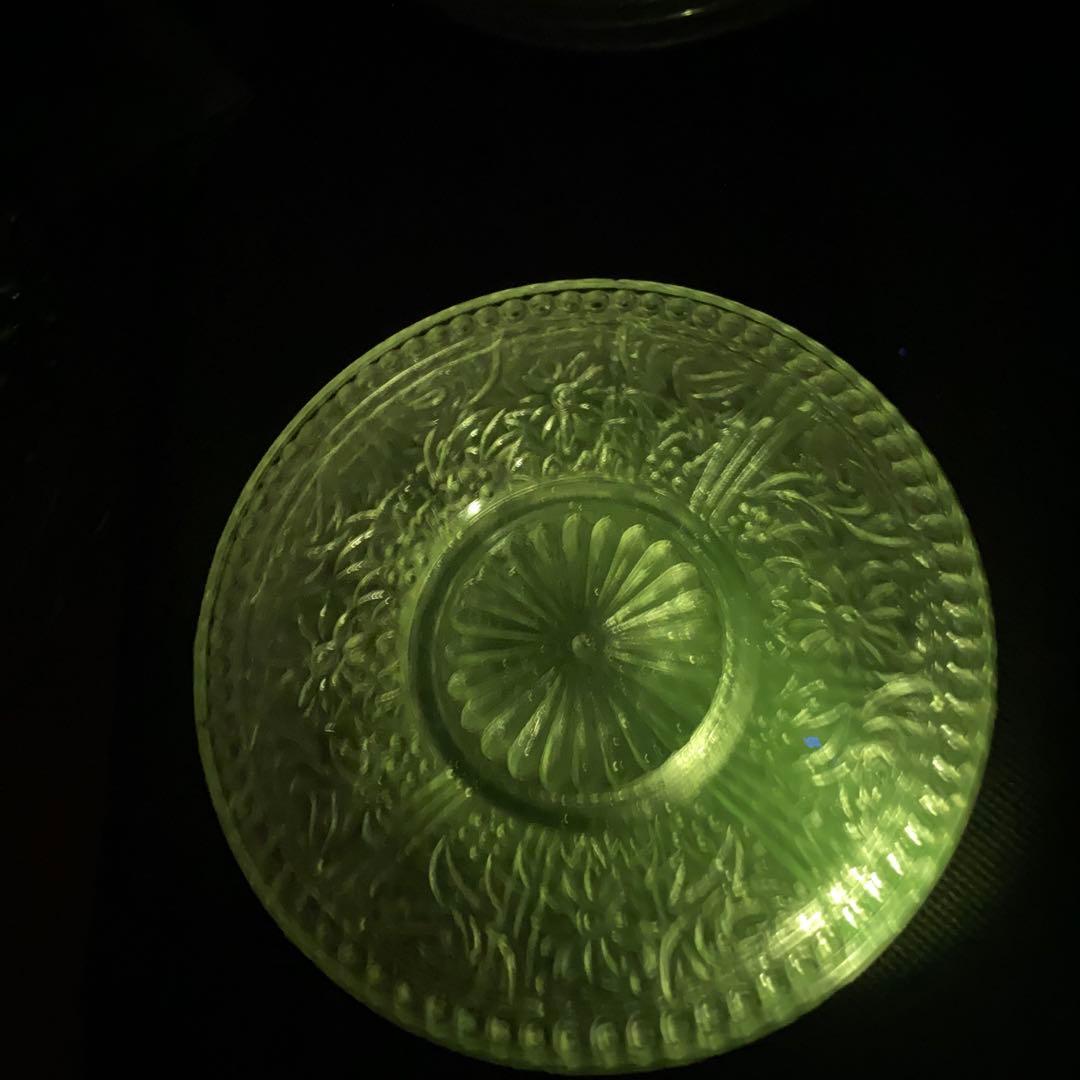 大正戦前 プレスガラス 皿 豆皿 プレート 菓子皿 骨董和ガラス古ガラス