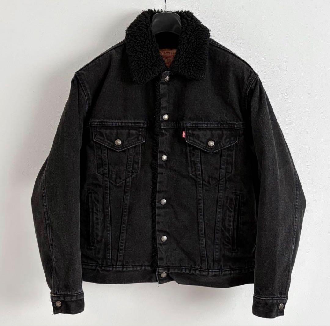 90s USA製 リーバイス ブラック デニムボアジャケット ヴィンテージ 黒