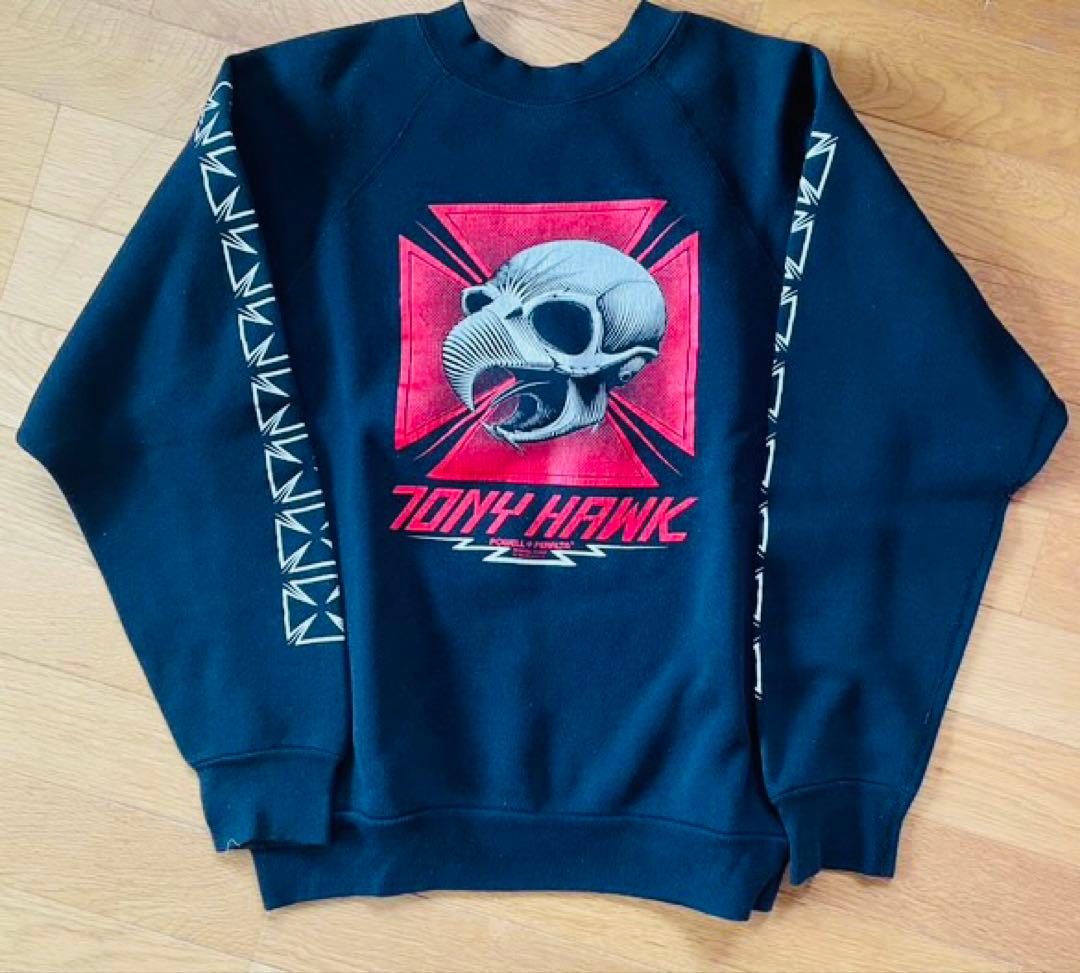 ⚫︎ともぞう⚫︎TONY HAWK スカルプリント スウェット クッシュマン 26901P FLOCKY PRINT SET-IN SLEEVE PRINCETON TIGERS