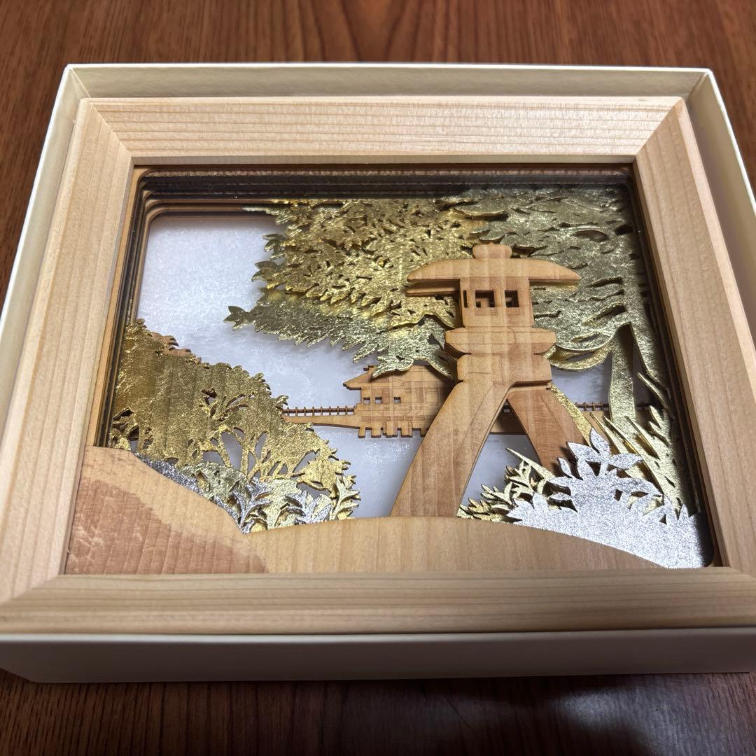 のとひばこ　金沢　兼六園 楽天市場】【のとひばこ 輝（箔押し）】金箔で装飾 フレームアート