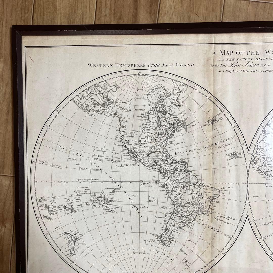 1779年製 アンティーク 世界 地図 本物