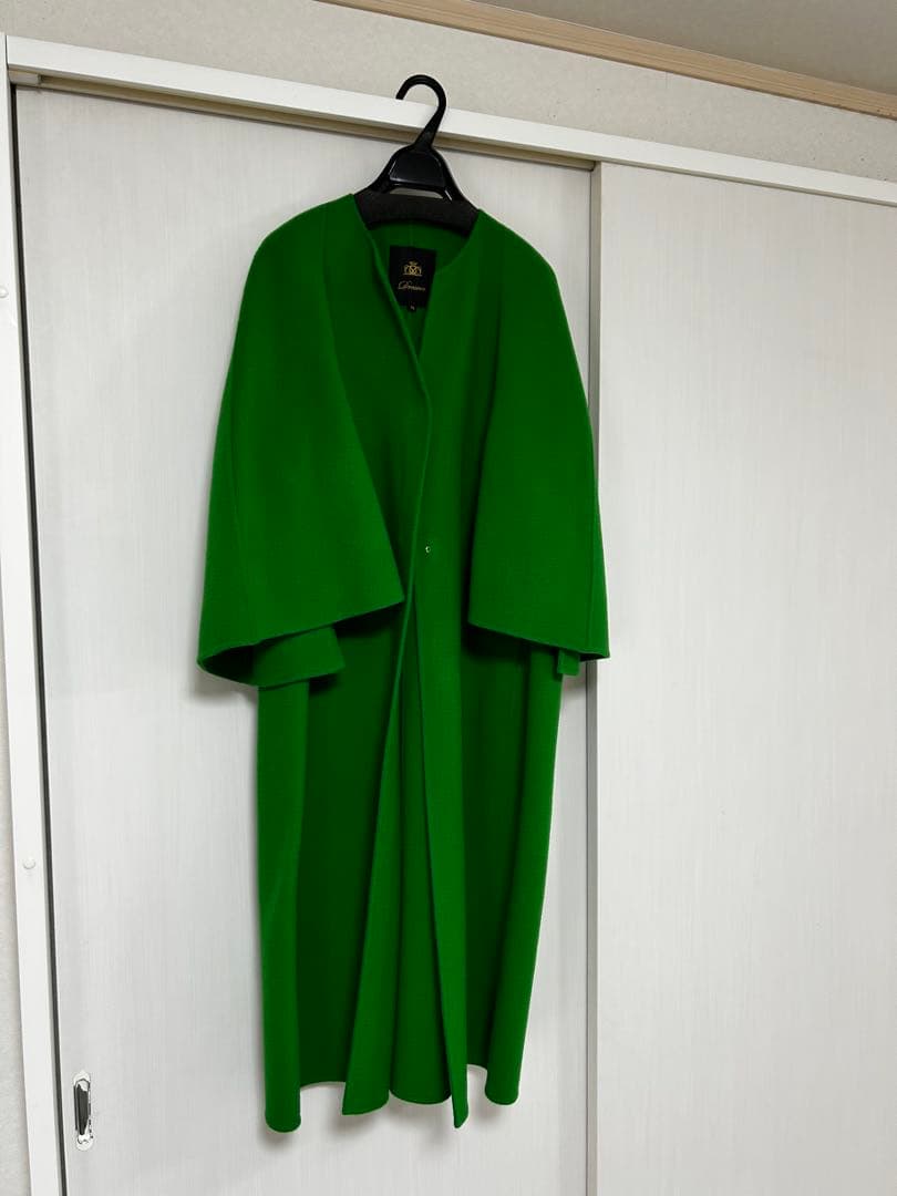 Drawerドゥロワー drawerグリーン フレアスリーブ ロングコート 38