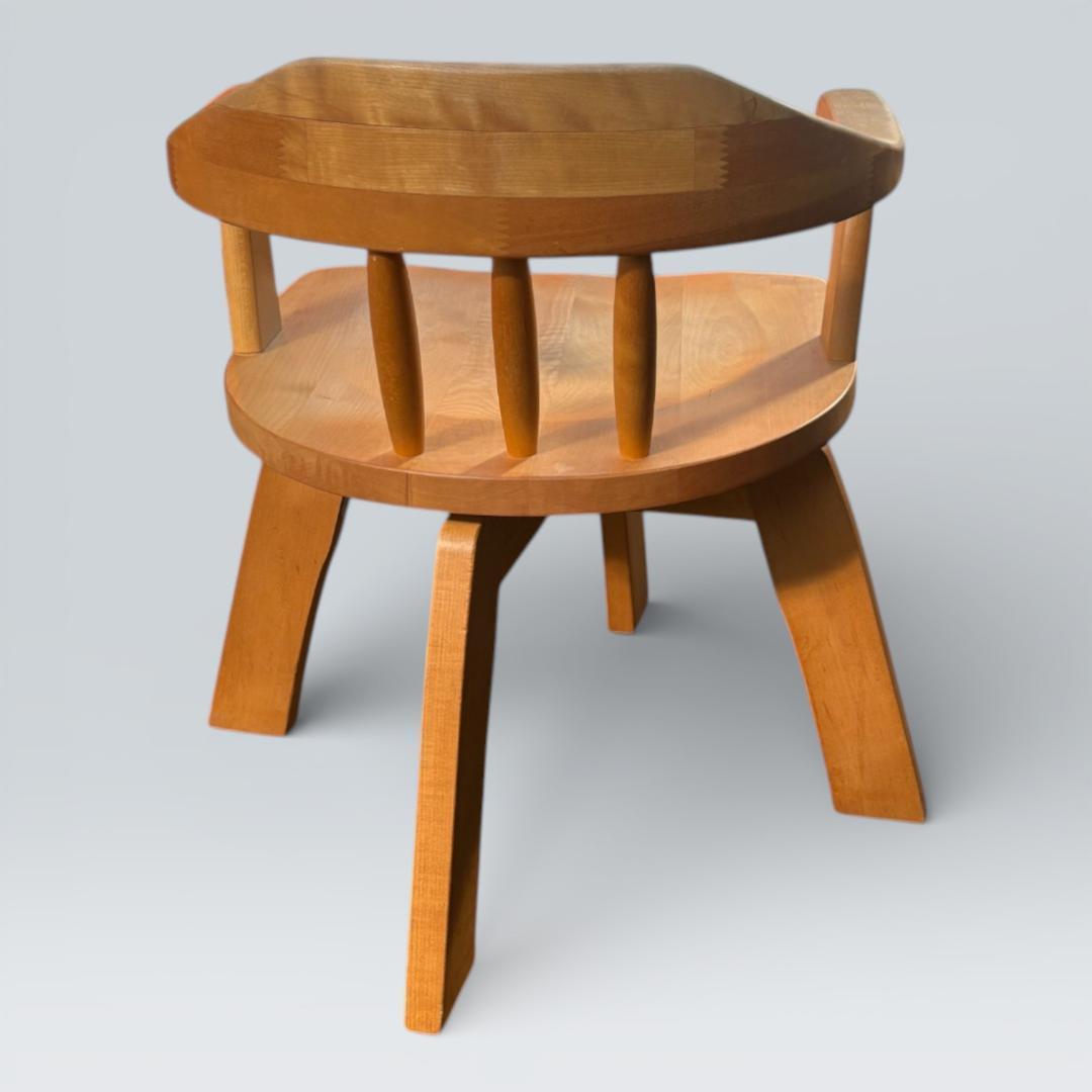 最終価格】大川家具 回転ダイニングチェア 肘付き 幅58cm 天然木①