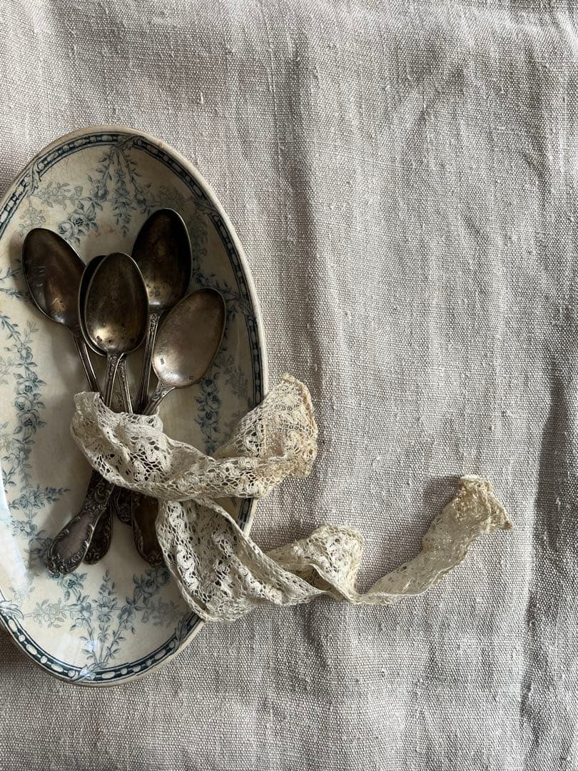 ◇最終SALE◇フランスアンティーク銀5本刻印ティースプーンデザート