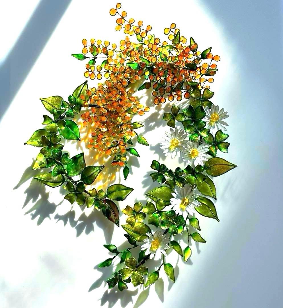 ずっしりミモザ春いっぱいハート型リース ワイヤークラフト ディップ