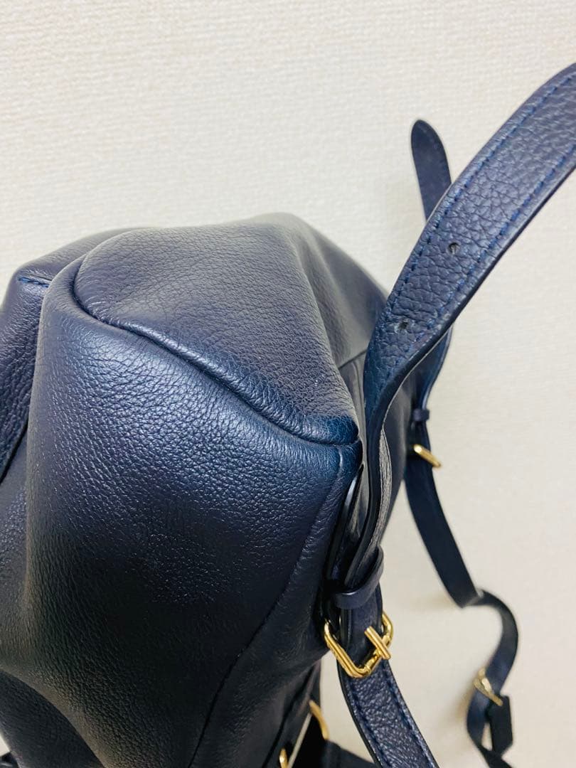 COACHコーチ ミニリュック ターンロック 巾着 ダークネイビー 革