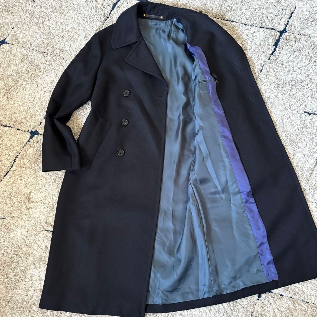 【極美品✨】ポールスミス　チェスターコート　ダブル　ロング　現行タグ　ブラック Paul Smith】カシミヤ ダブルブレスト ロングチェスターコート (Paul