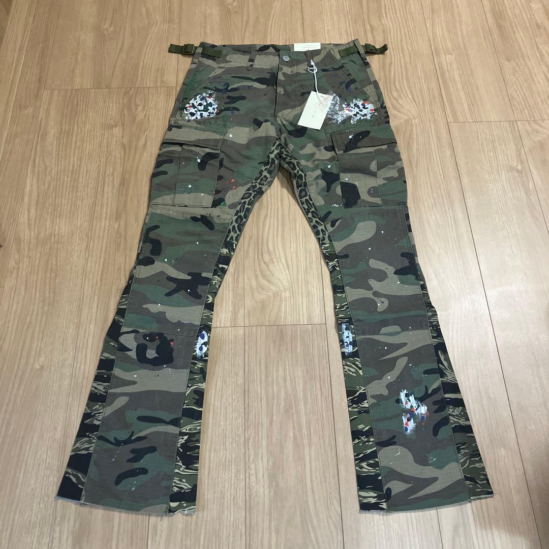 mnml 迷彩 ブーツカット フレア デニム 28 正規品 mnml（ミニマル） パンツ フレアパンツ カーゴパンツ ブーツカット