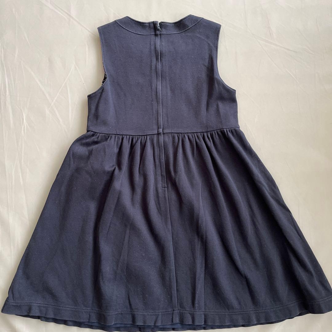 ファミリア紺リボン刺繍ワンピース 120＆トッカ130ダウン
