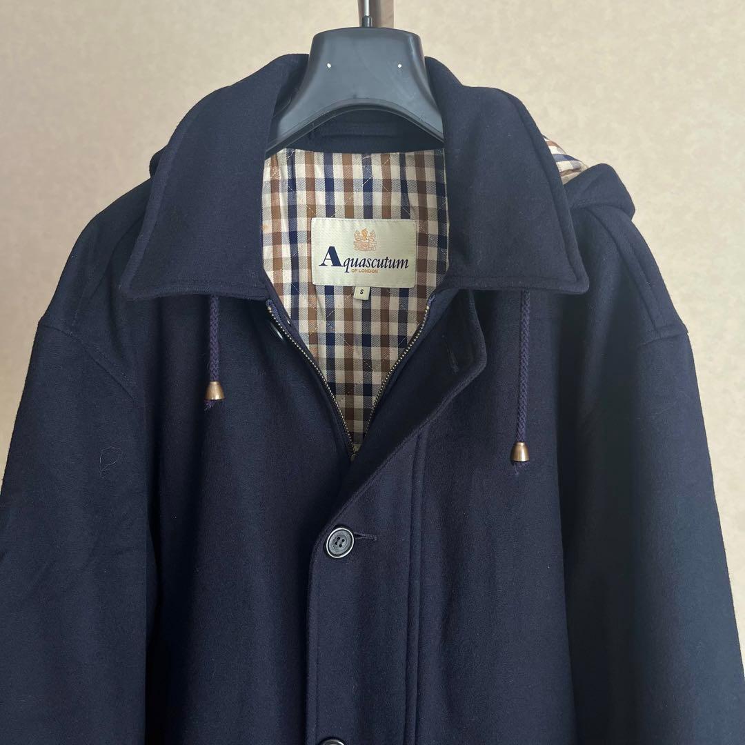 Aquascutum ウール カシミヤ コート ネイビー 英国製 パーカーの通販は