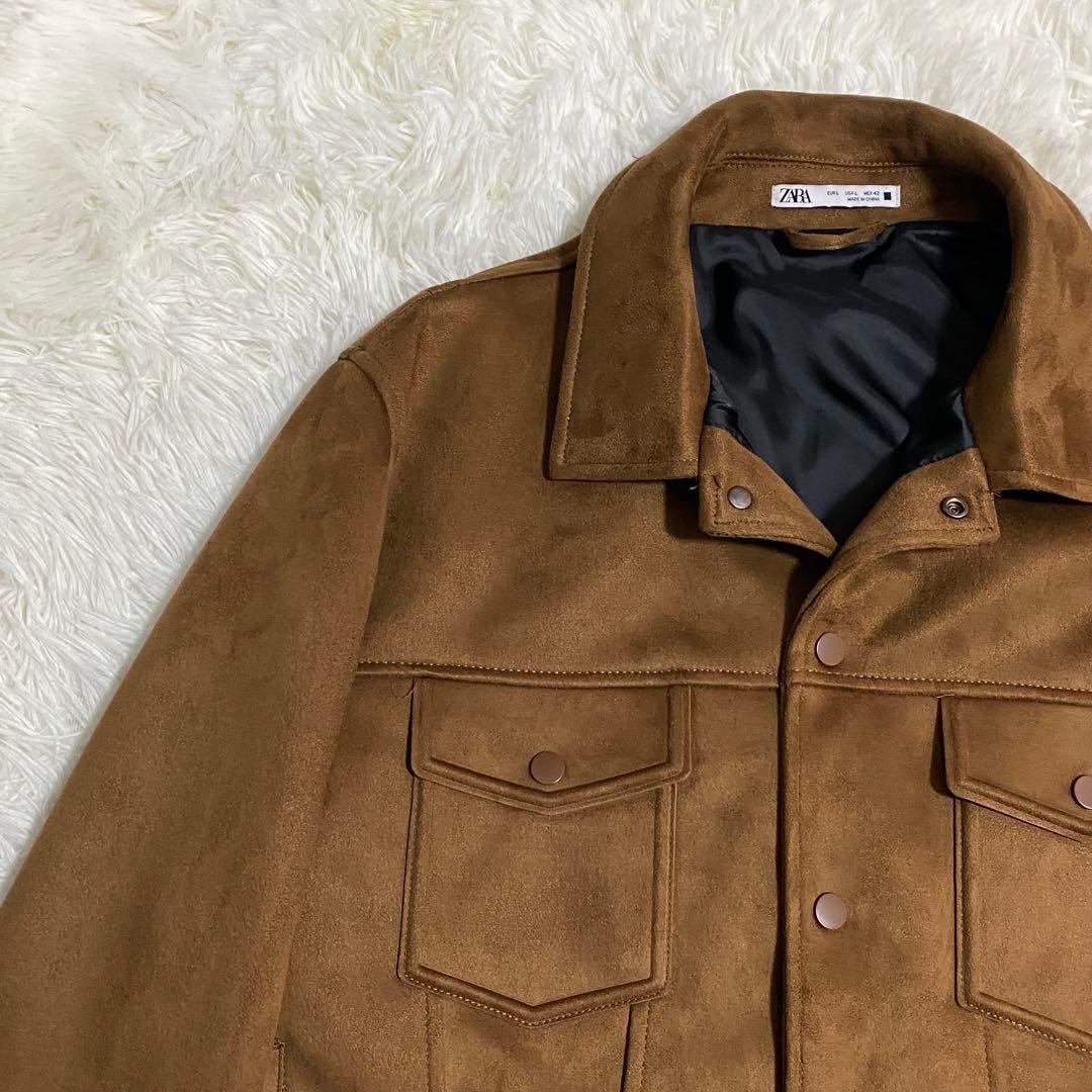 極美品】ZARA ザラ フェイクスエードレギュラーフィットジャケット L