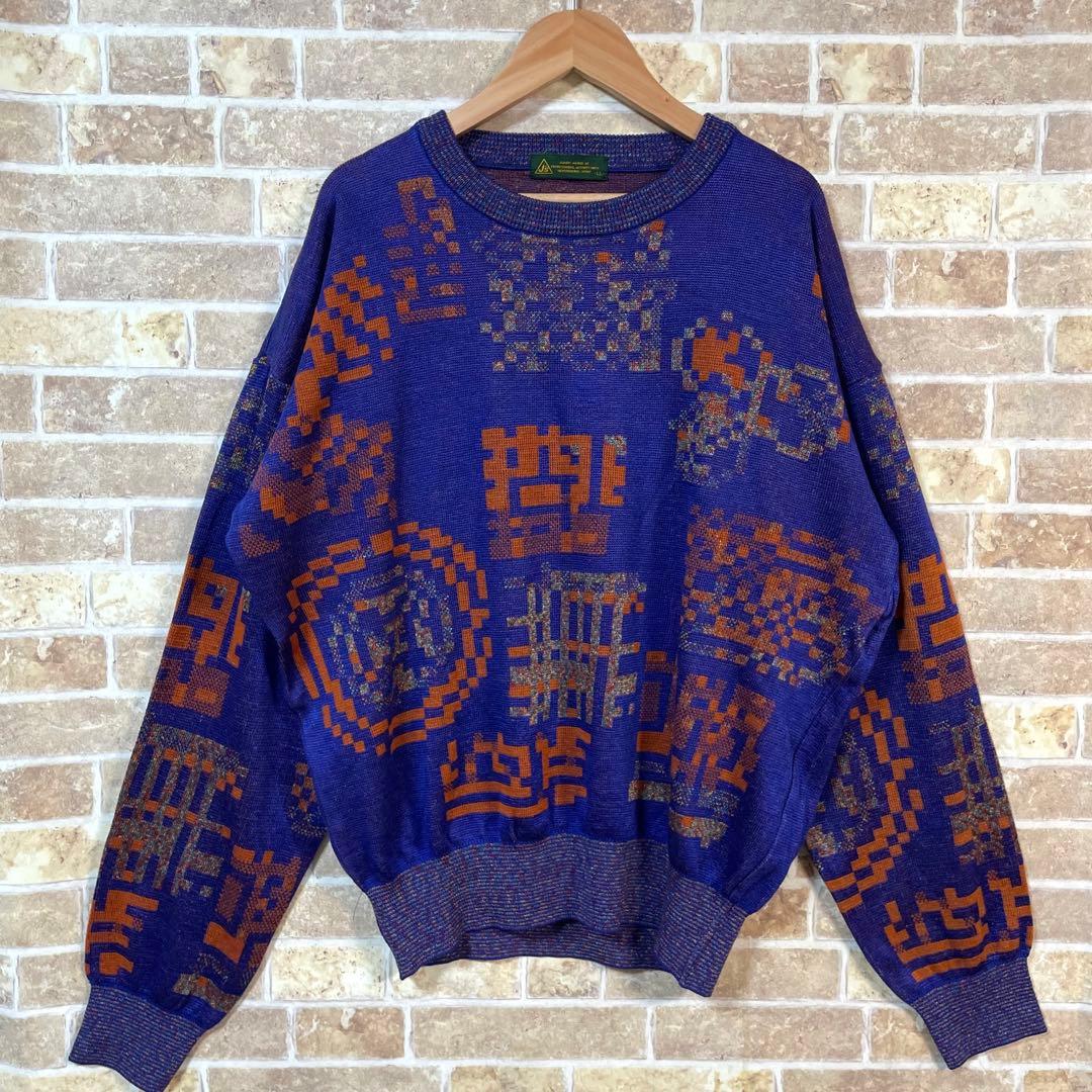 J's ジャンボ尾崎 ニット セーター 総柄 紫 - メルカリ