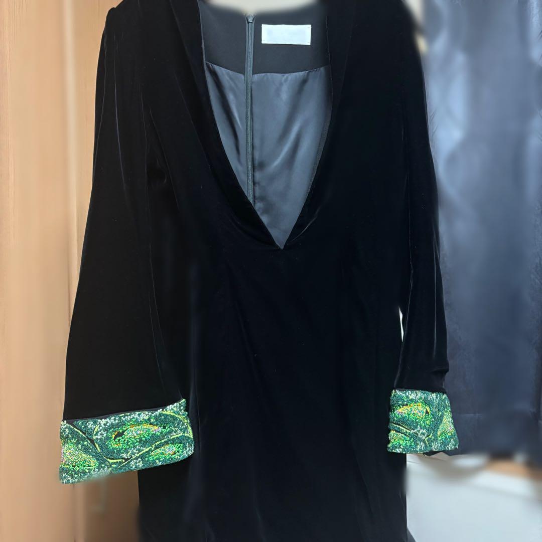 mame kurogouchi ベルベットワンピース 苔 - メルカリ