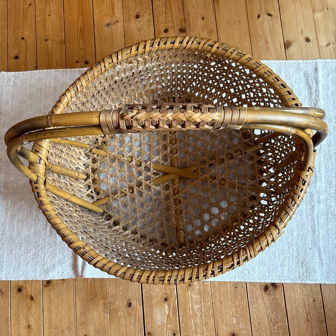 激レア 入手困難 根曲がり竹手籠 昭和レトロな逸品 ￼ヴィンテージ 大きな