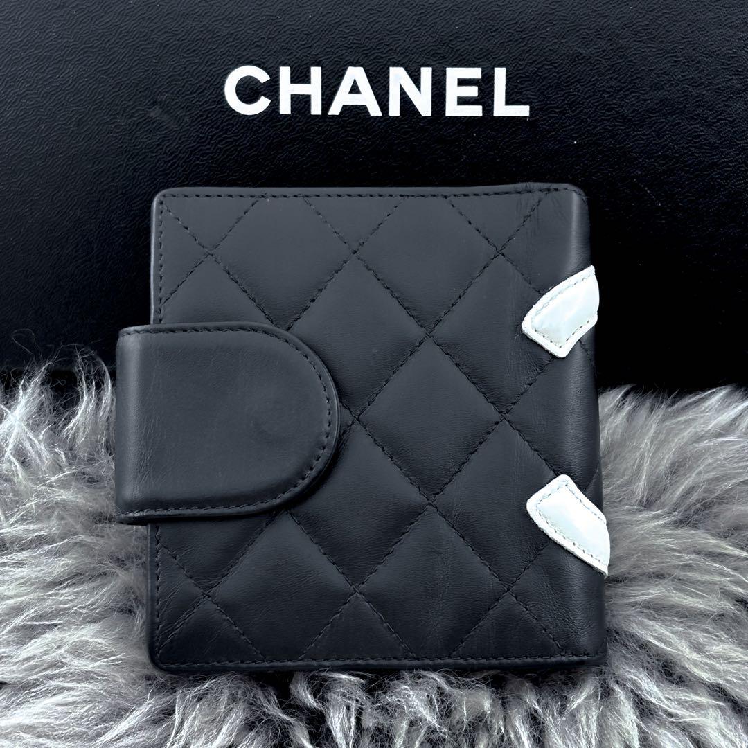 美品✨】シャネル 財布 カンボンライン がま口 二つ折 ブラック - メルカリ