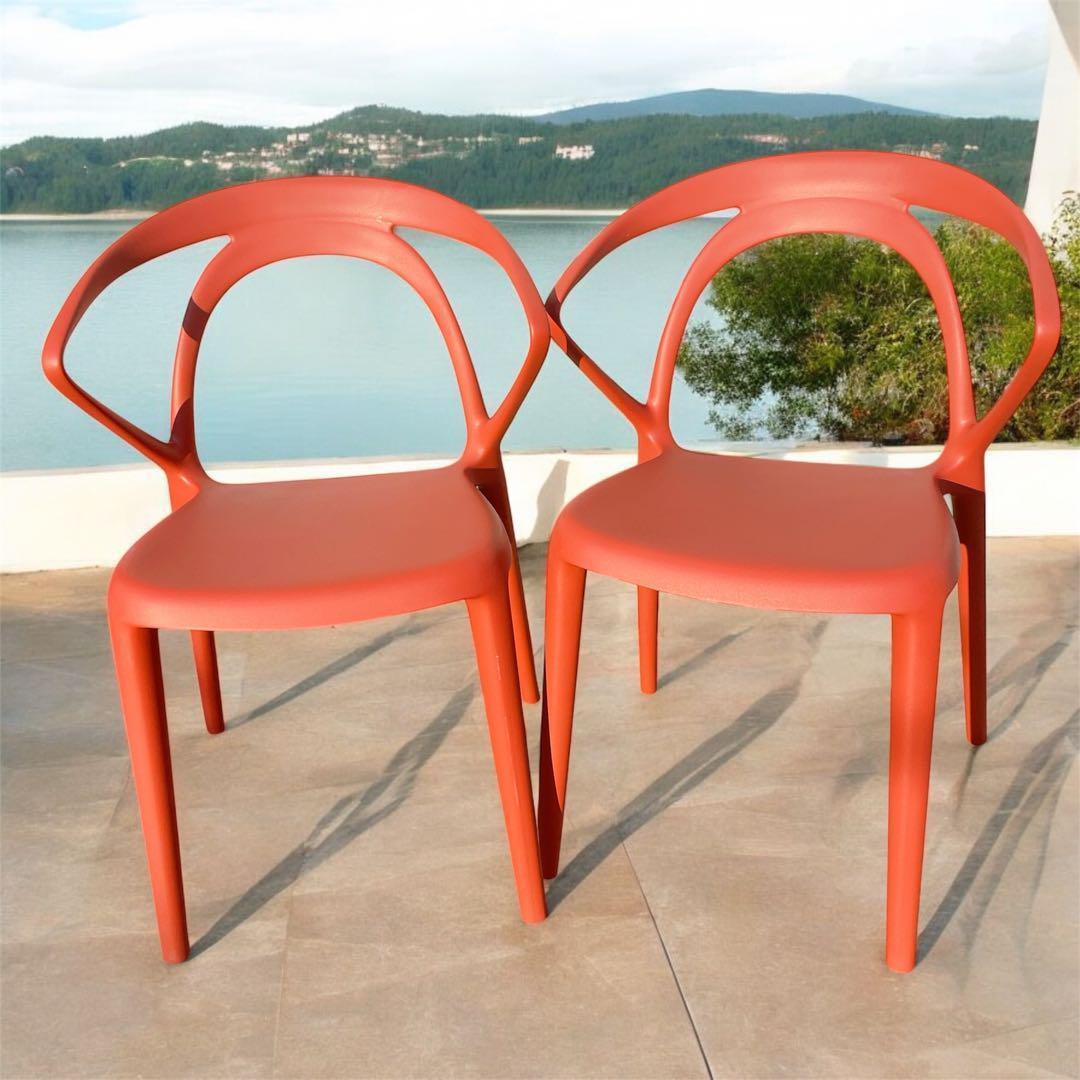 訳あり未使用品】CHERRY エルパソ ダイニングチェア レッド 2脚セット②