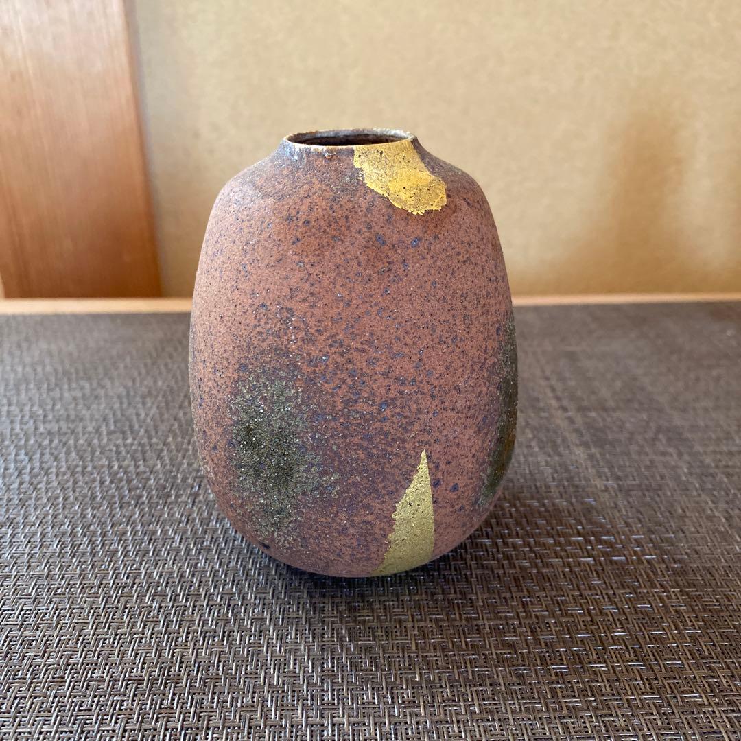 九谷名工陶芸家 :北村隆 作 灰釉金彩 一輪挿し 花瓶 - メルカリ