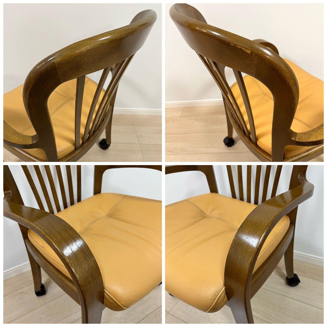 か33 カリモク ダイニングチェア 木製アームチェア レザーKARIMOKU