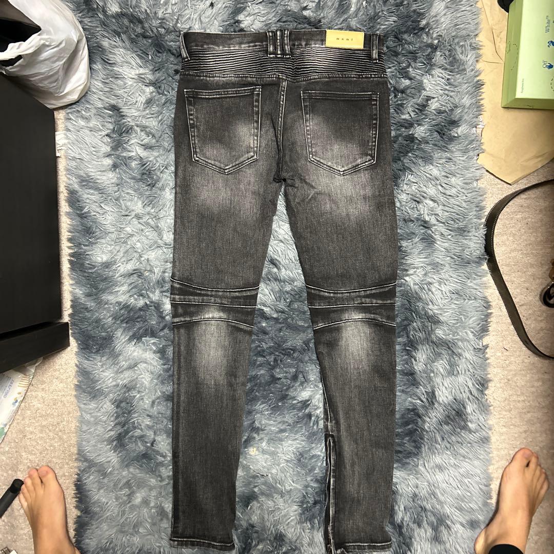 mnml ブラック スキニージーンズ ストライプ