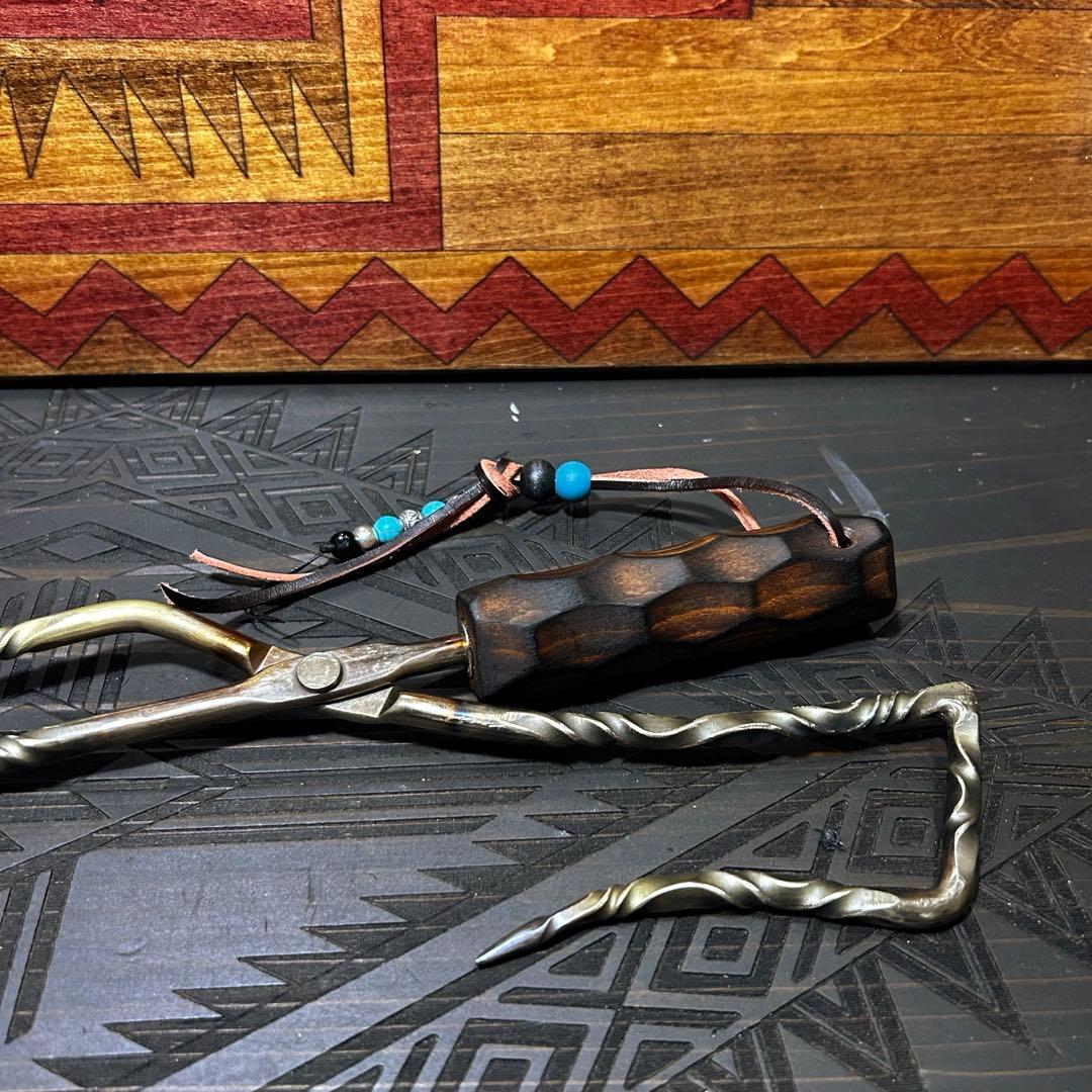 No.10 ツイスト薪ハサミ ステンレス薪ハサミ 火ハサミ フルカスタムの