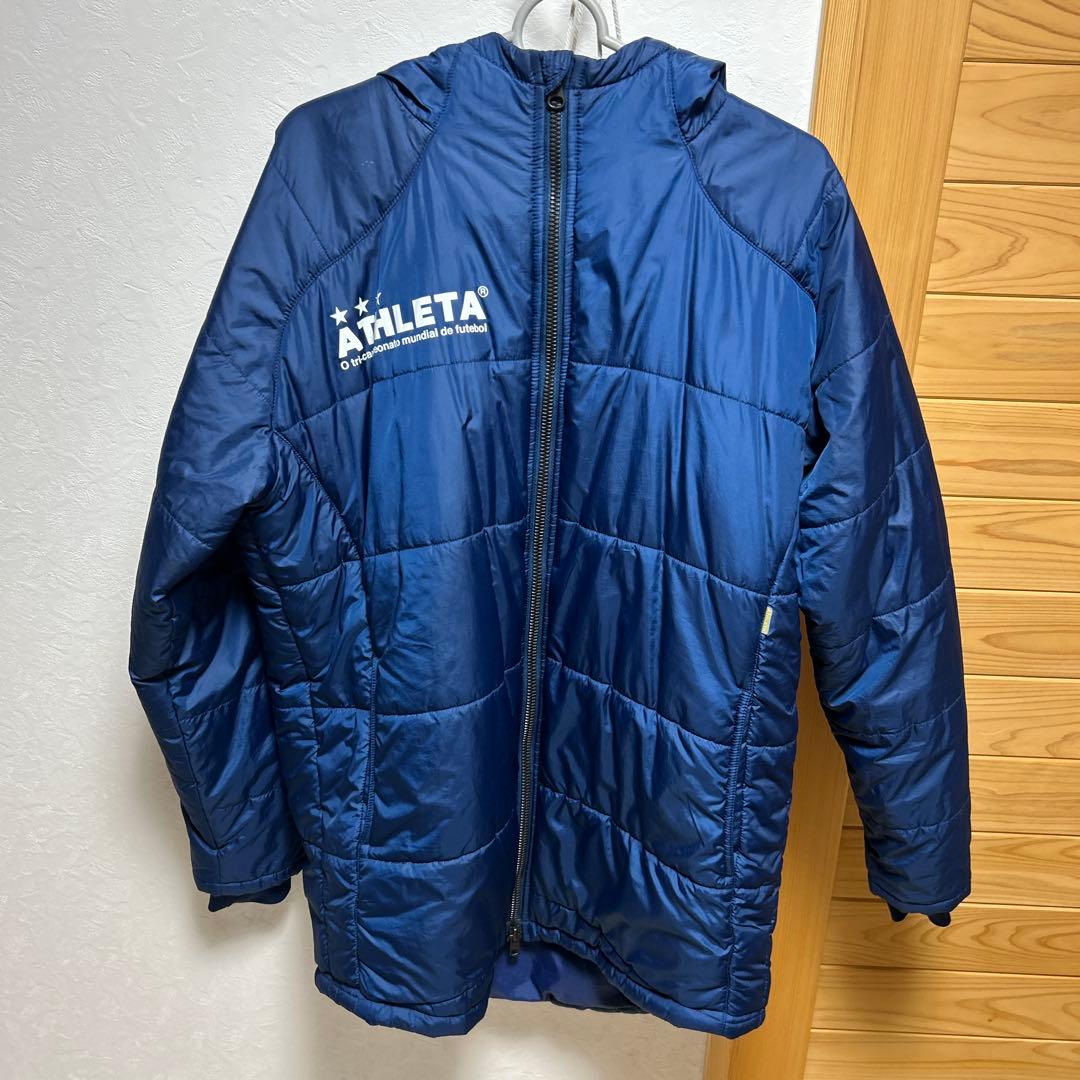 ATHLETA ネイビー ベンチコート フード付き - メルカリ