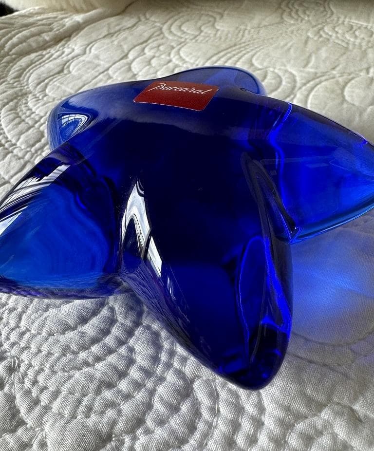 売約済み バカラ 希少 クリスタル ペーパーウェイト 青い星 ヒトデ