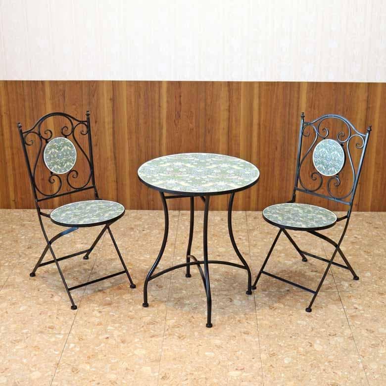 ガーデンテーブルセット アイアン いちご泥棒 3点セット ガーデニングファニチャー テーブル＆チェア3点セット (イチゴ泥棒