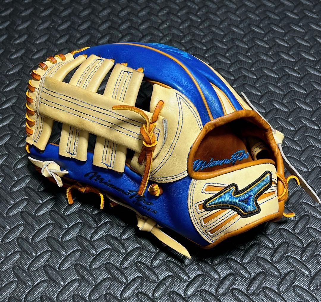 日本製 ミズノプロ オーダー 限定 ダイバーシティブルー 軟式 外野用