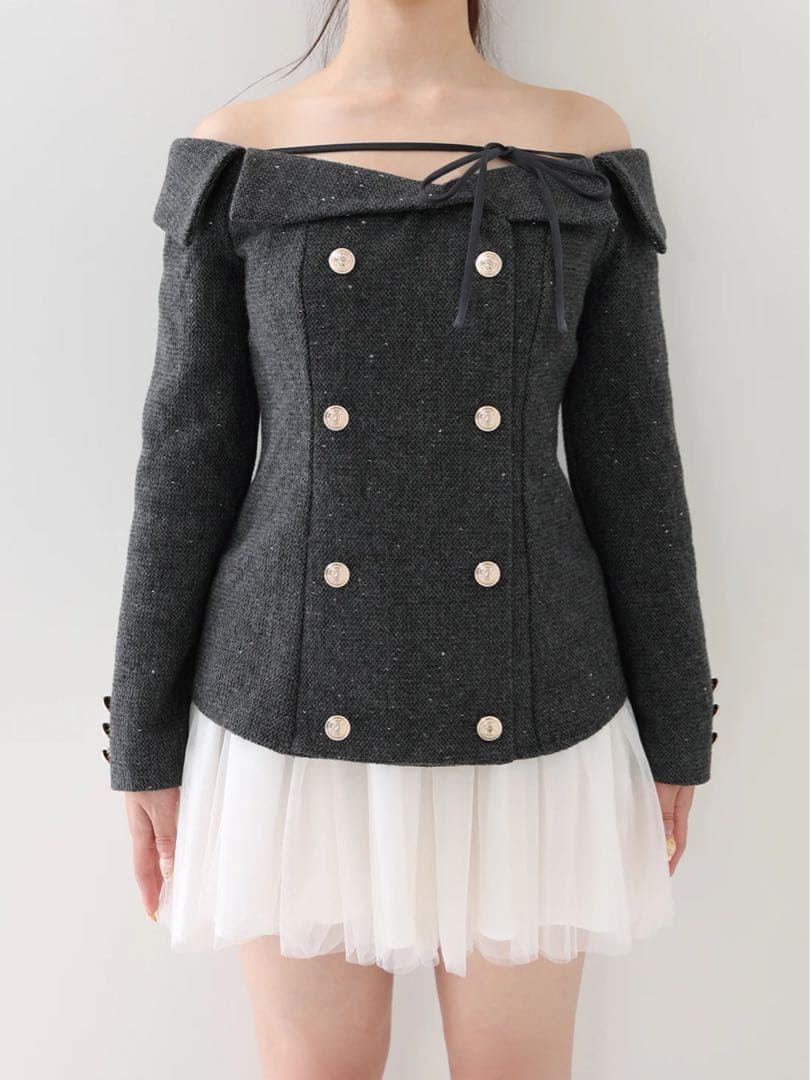 M me eme Wool herringbone tulle onepiece