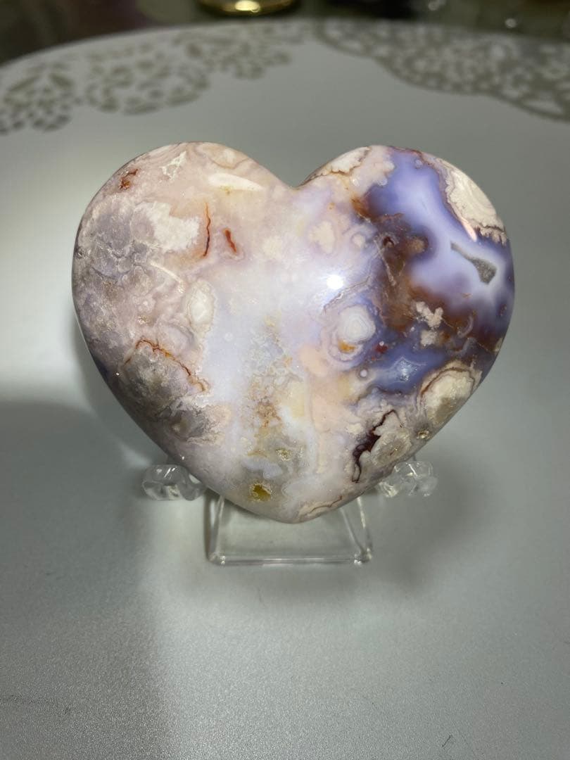 ブルー桜瑪瑙ハート型アゲート - メルカリ