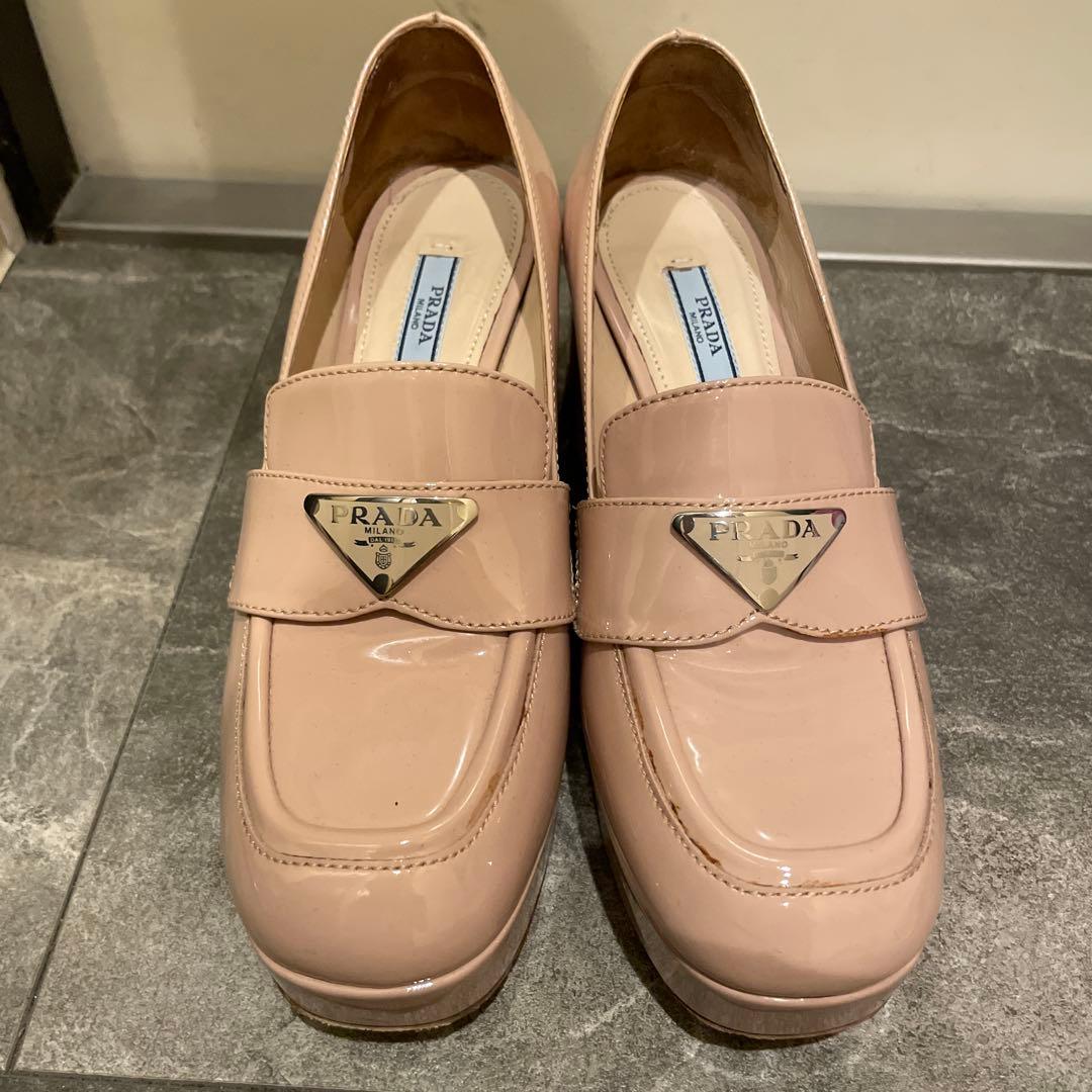 PRADA ベージュ ローファー・ヒール 約8cm