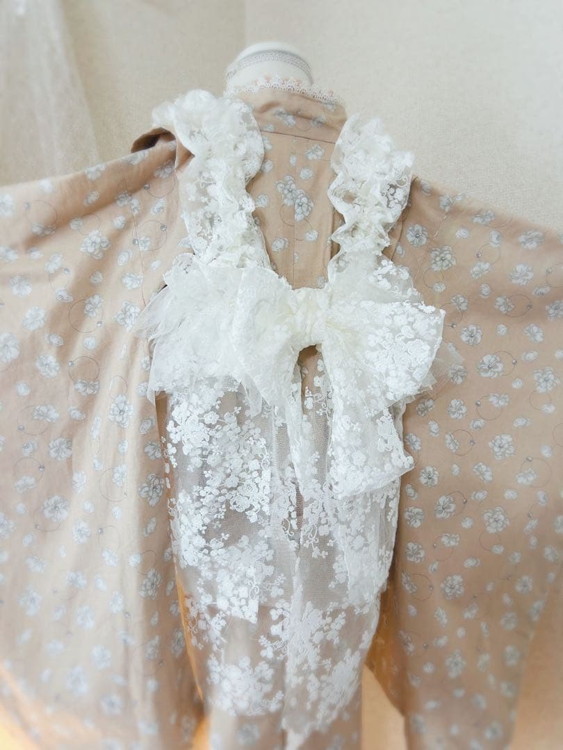チュール被布＊フラワーブーケのレースチュールとパールのふんわり被布