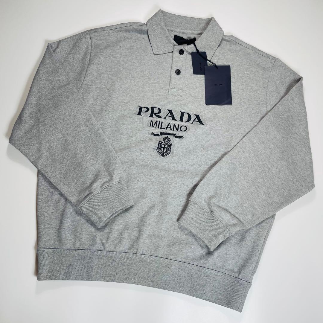 【タグ付き✨】PRADA プラダ スウェット ポロシャツ 中古・古着通販】PRADA (プラダ) スウェットロゴポロシャツ ベージュ