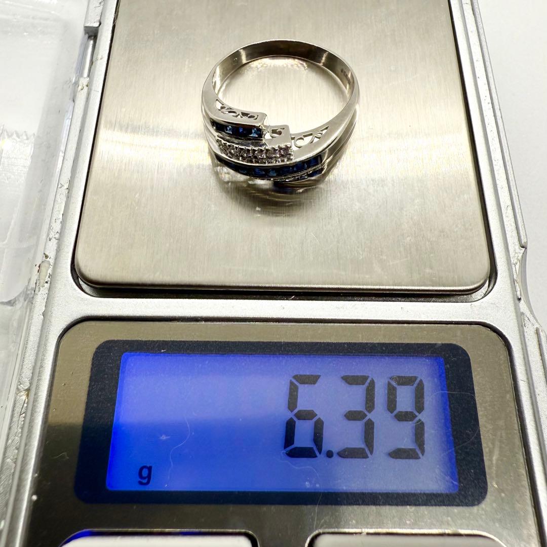 Pt900 ブルーサファイア 0.57ct ダイヤ 0.10ct リング