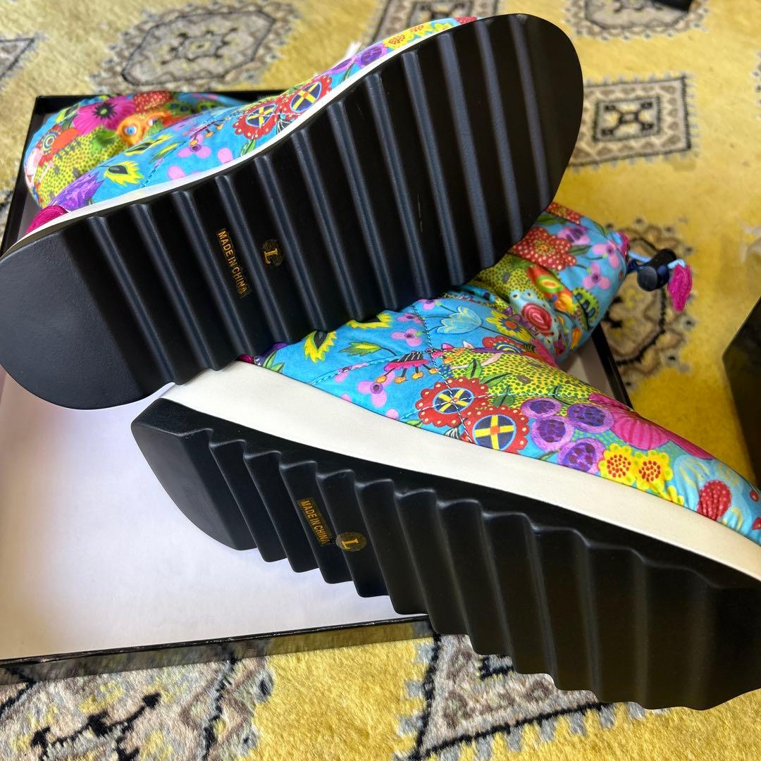 OLLEBOREBLA カラフル プリント ショート レイン ブーツ L 紫 新品