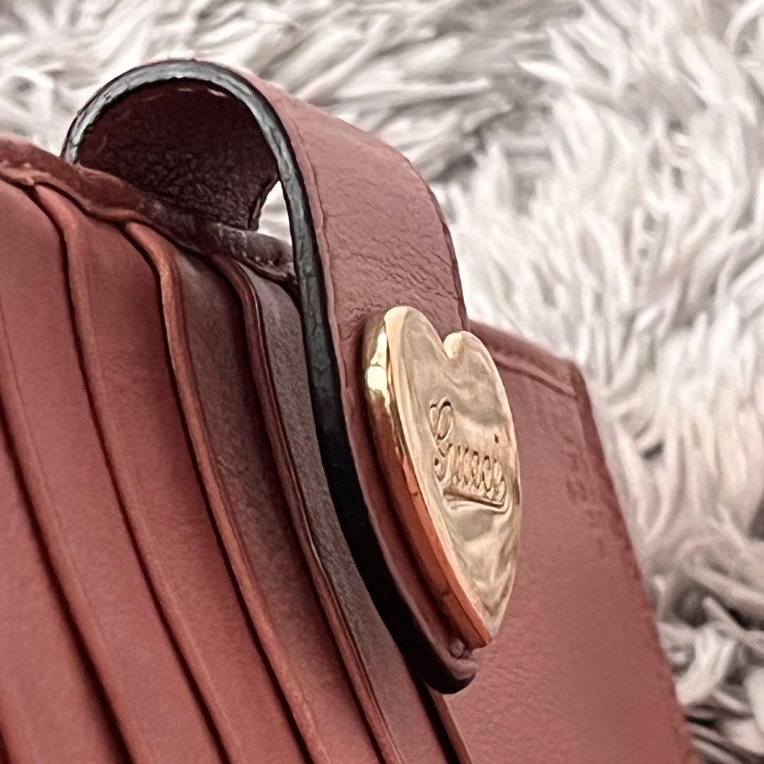 良品✨GUCCI GGキャンバス 長財布 ハート金具 Wホック ピンクベージュ